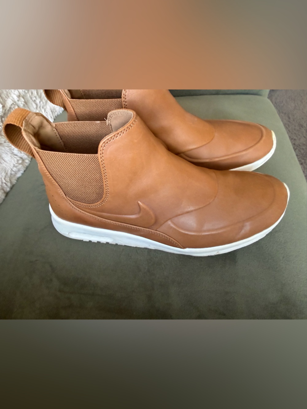 Nike Women’s Tan Chelsea Sneaker Booties with White Sole